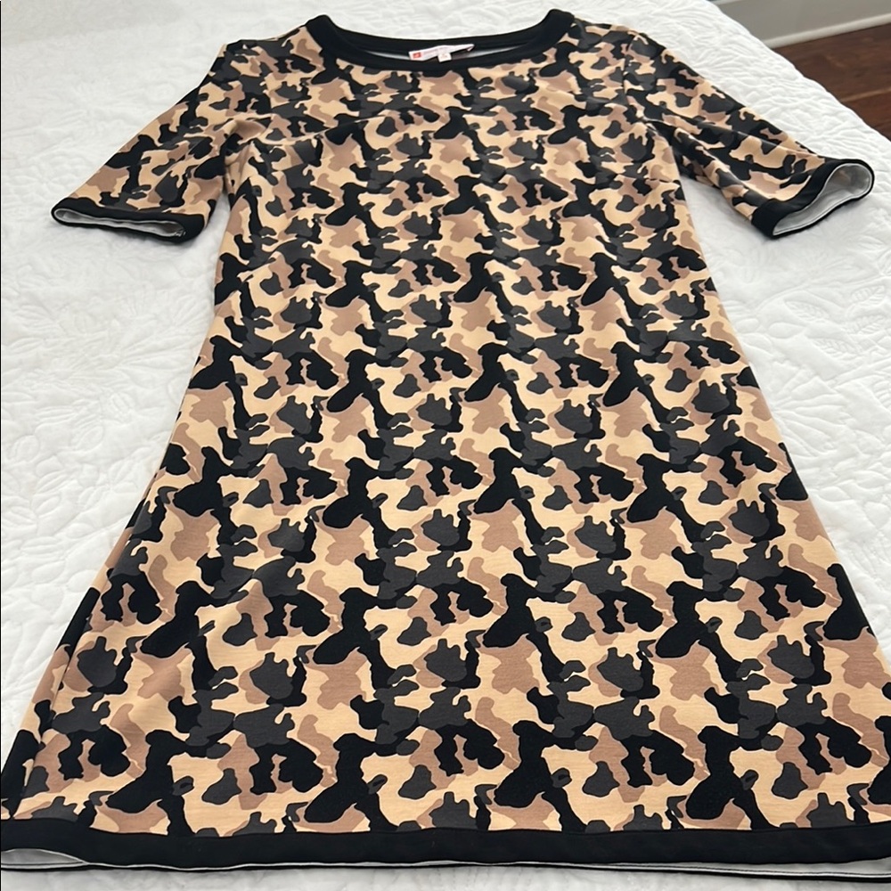 Jude Connally Black and Tan Camouflage Dress